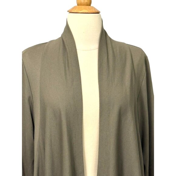 Bryn Walker Open Front Cocoon Cardigan Asymmetric Lagenlook Olive Green Size S - Picture 2 of 12